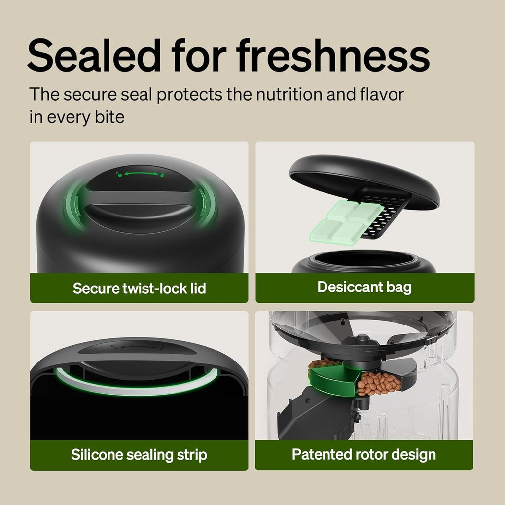 POPO Automatic Cat Feeder, 5G WiFi Pet Feeder with Freshness Preservation, Timed Cat Feeders for Dry Food, Up to 48 Portions 10 Meals Per Day, Granary Pet Feeder for Cat/Dog