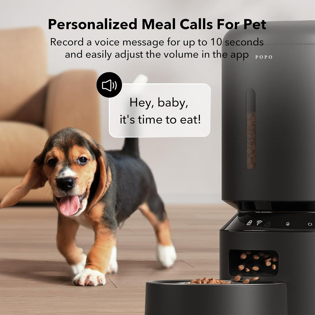 POPO Automatic Cat Feeder, 5G WiFi Pet Feeder with Freshness Preservation, Timed Cat Feeders for Dry Food, Up to 48 Portions 10 Meals Per Day, Granary Pet Feeder for Cat/Dog